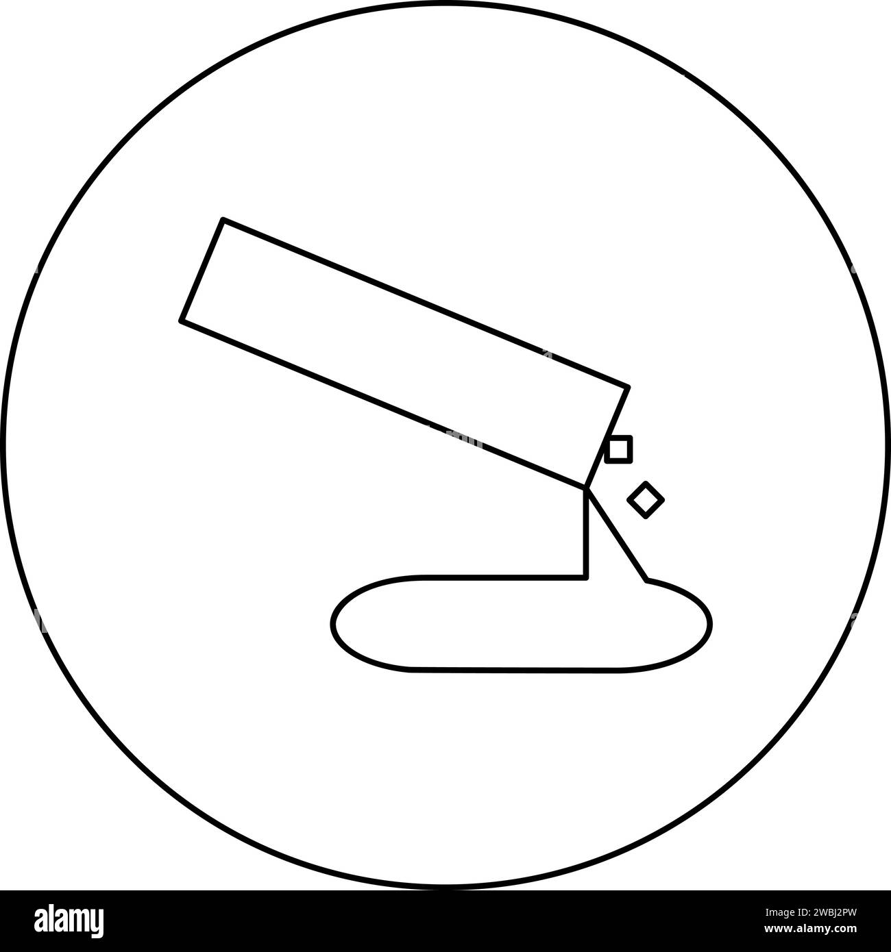 Il calcestruzzo versa l'icona di fusione in cerchio rotondo di colore nero illustrazione vettoriale contorno immagine linea di contorno linea sottile semplice Illustrazione Vettoriale