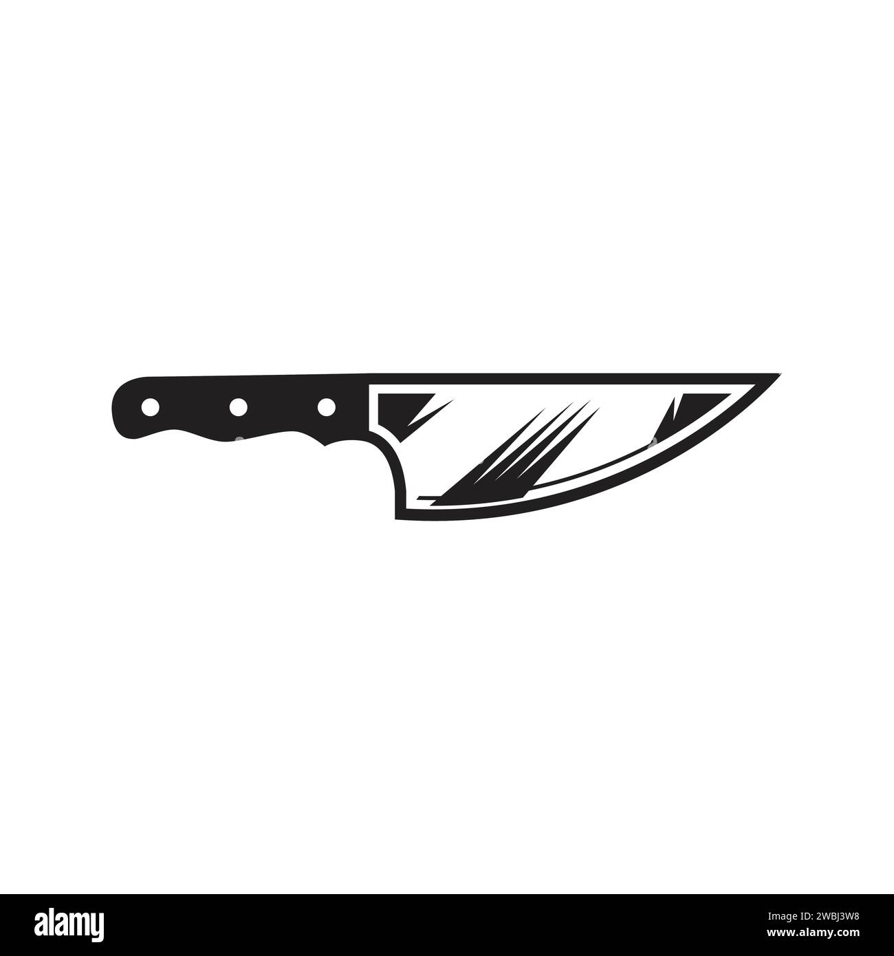 Icona del logo Butcher Knife. Logo silhouette a coltello elegante su sfondo bianco illustrazione vettoriale Illustrazione Vettoriale