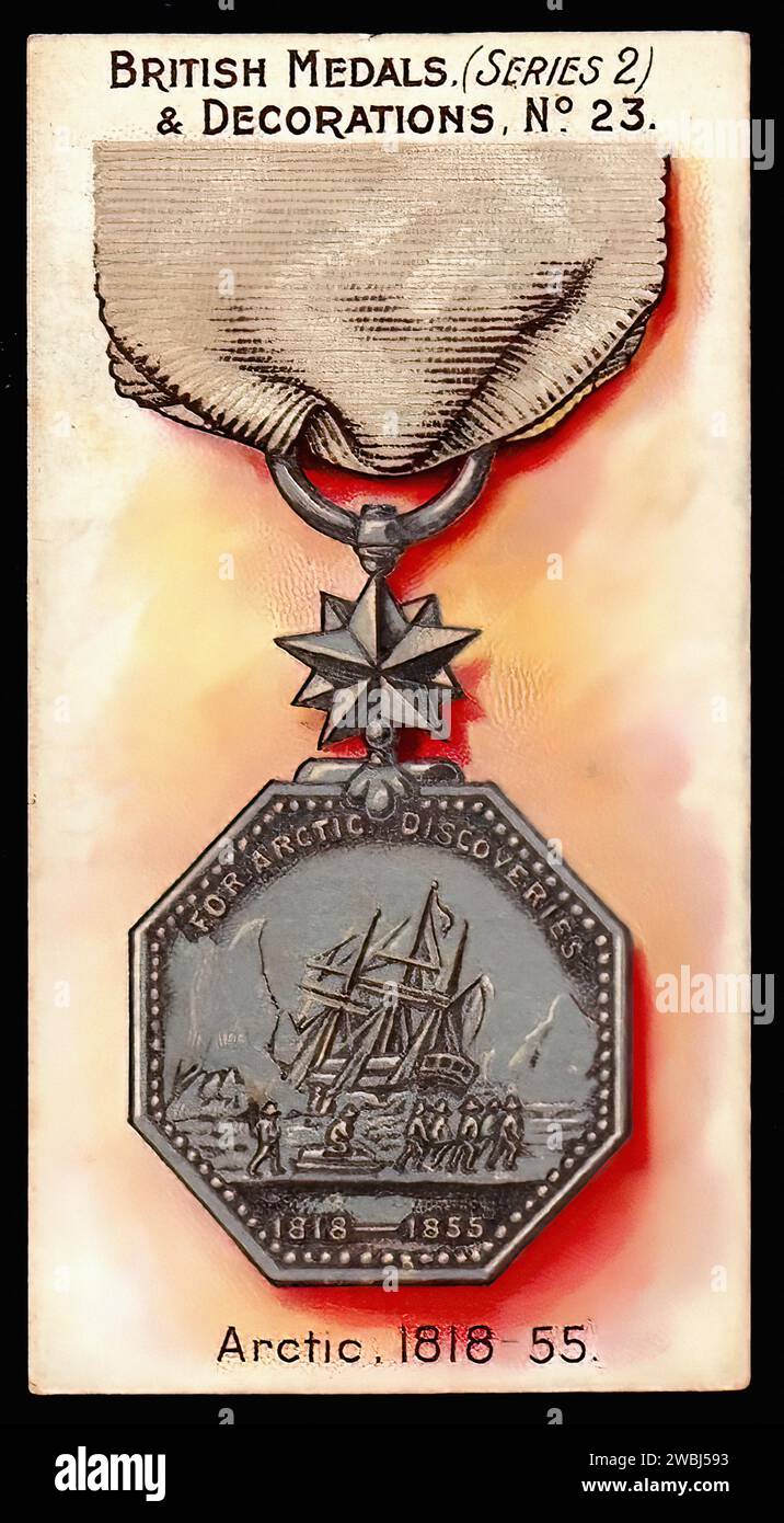 Arctic Medal 1818-55 - illustrazione della carta di sigaretta d'epoca Foto Stock