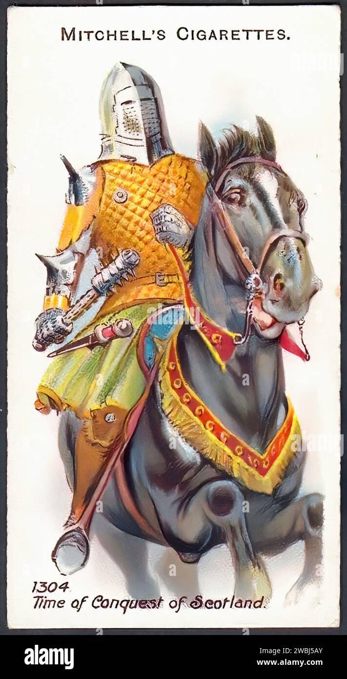 Cavaliere armato - illustrazione della carta di sigaretta d'epoca Foto Stock