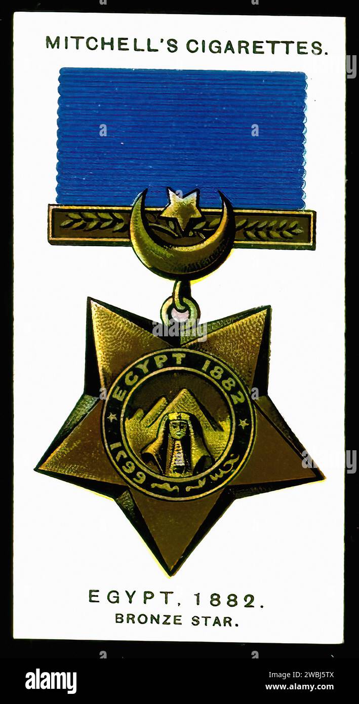Egypt Bronze Star, 1882 - illustrazione della carta di sigaretta d'epoca Foto Stock