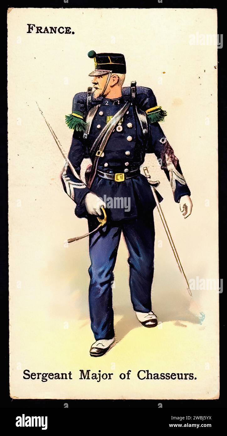 French Chasseur - illustrazione della carta di sigaretta d'epoca Foto Stock