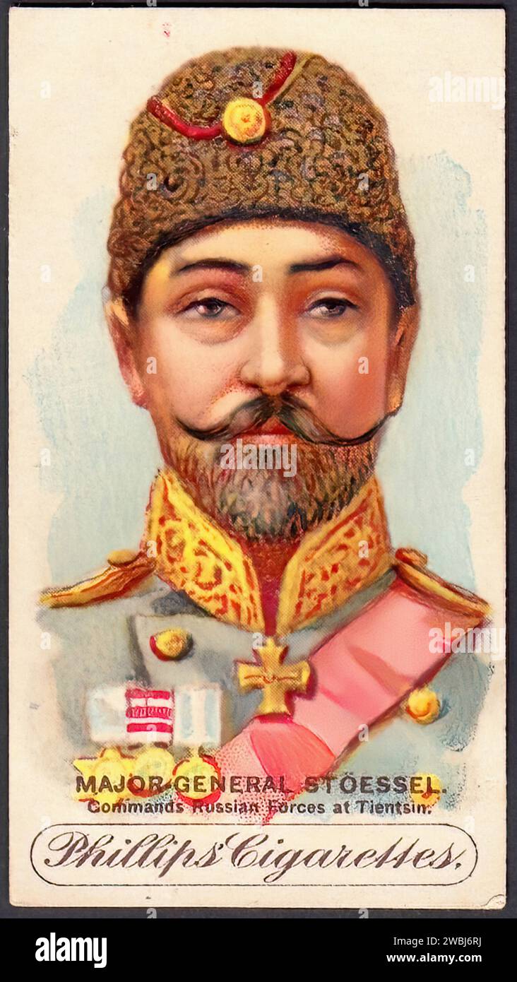 Maggiore generale Stoessel - illustrazione della carta di sigaretta d'epoca Foto Stock