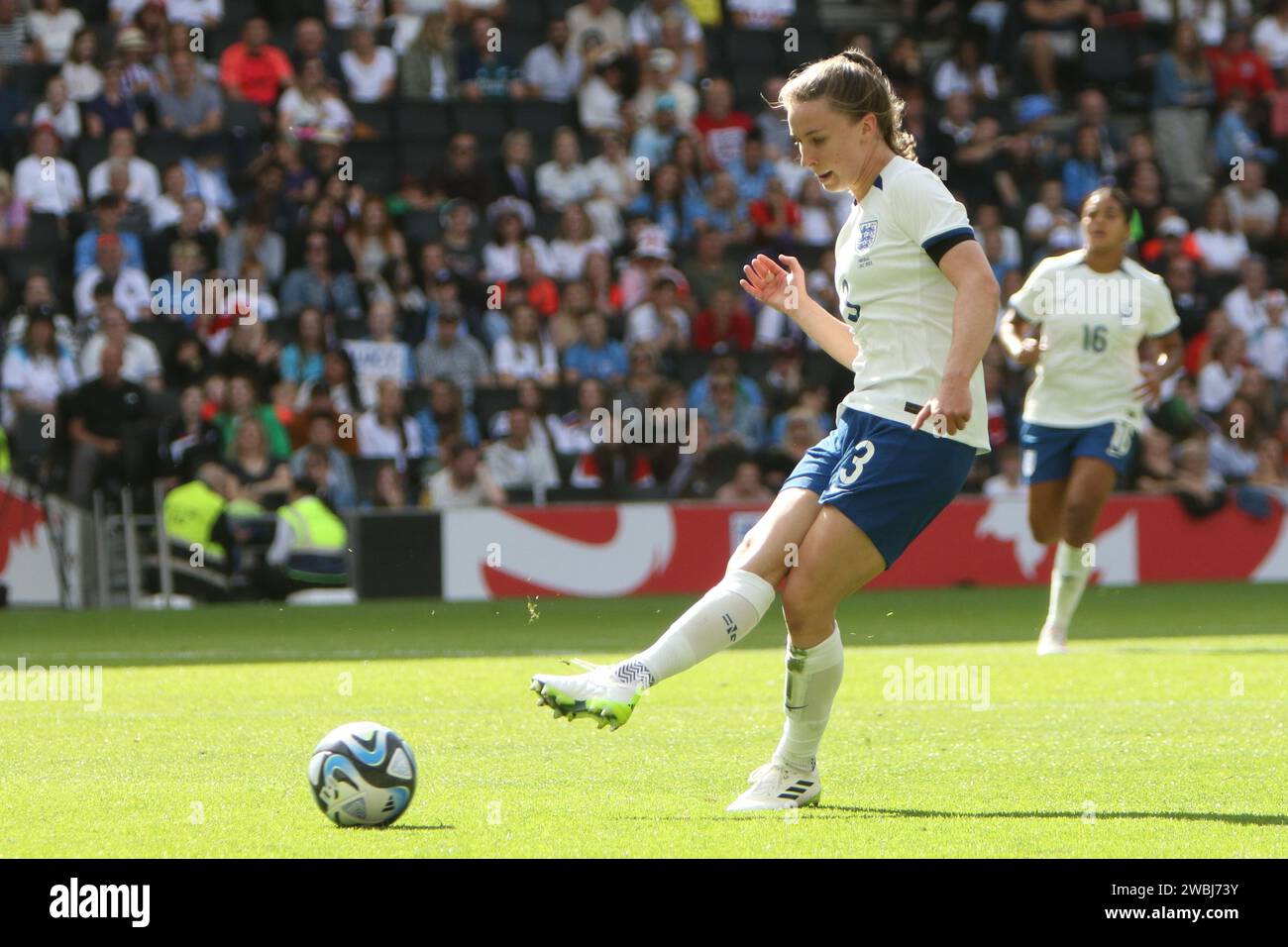 England Lionesses squadra di calcio femminile contro Portogallo, allo Stadio MK, Milton Keynes, 1 luglio 2023 Foto Stock