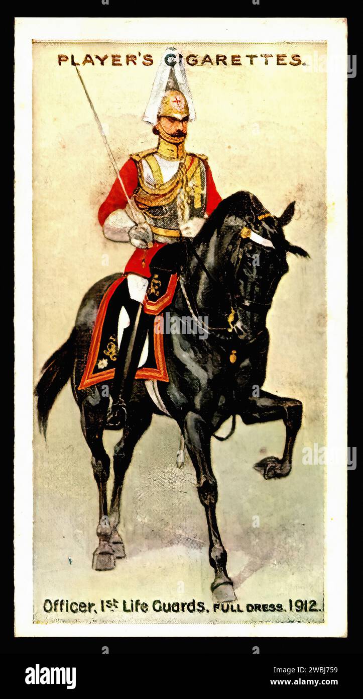 Ufficiale, 1st Life Guards, 1912 - illustrazione di carte di sigaretta d'epoca Foto Stock