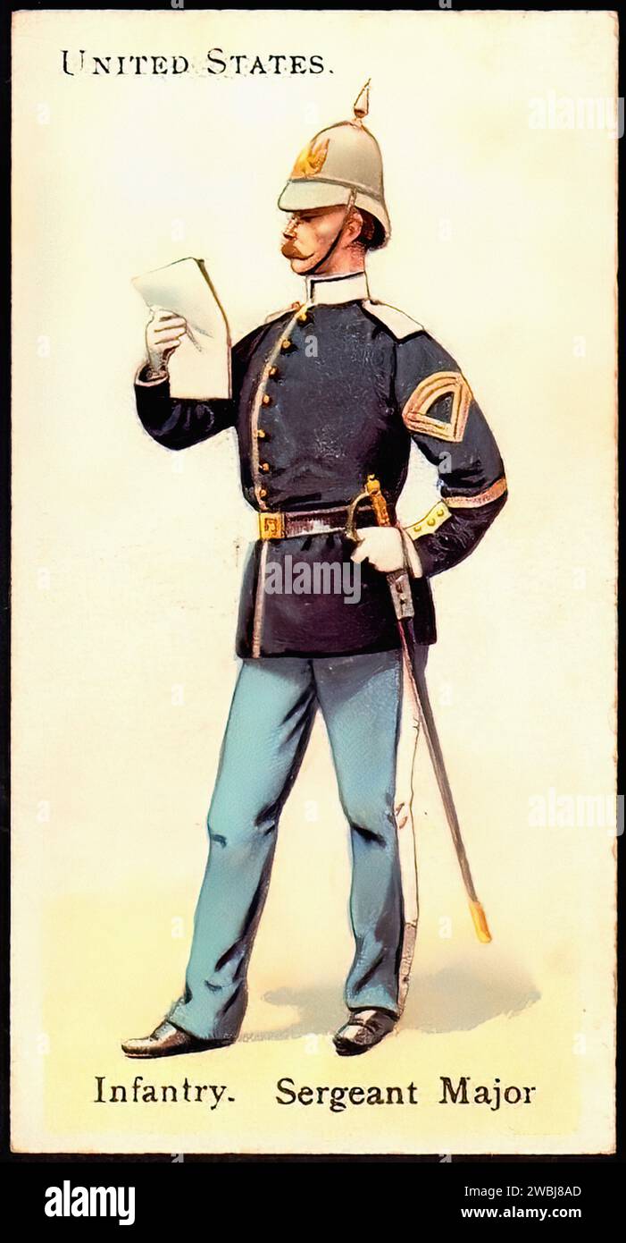 Sergente maggiore degli Stati Uniti - illustrazione della carta di sigaretta d'epoca Foto Stock