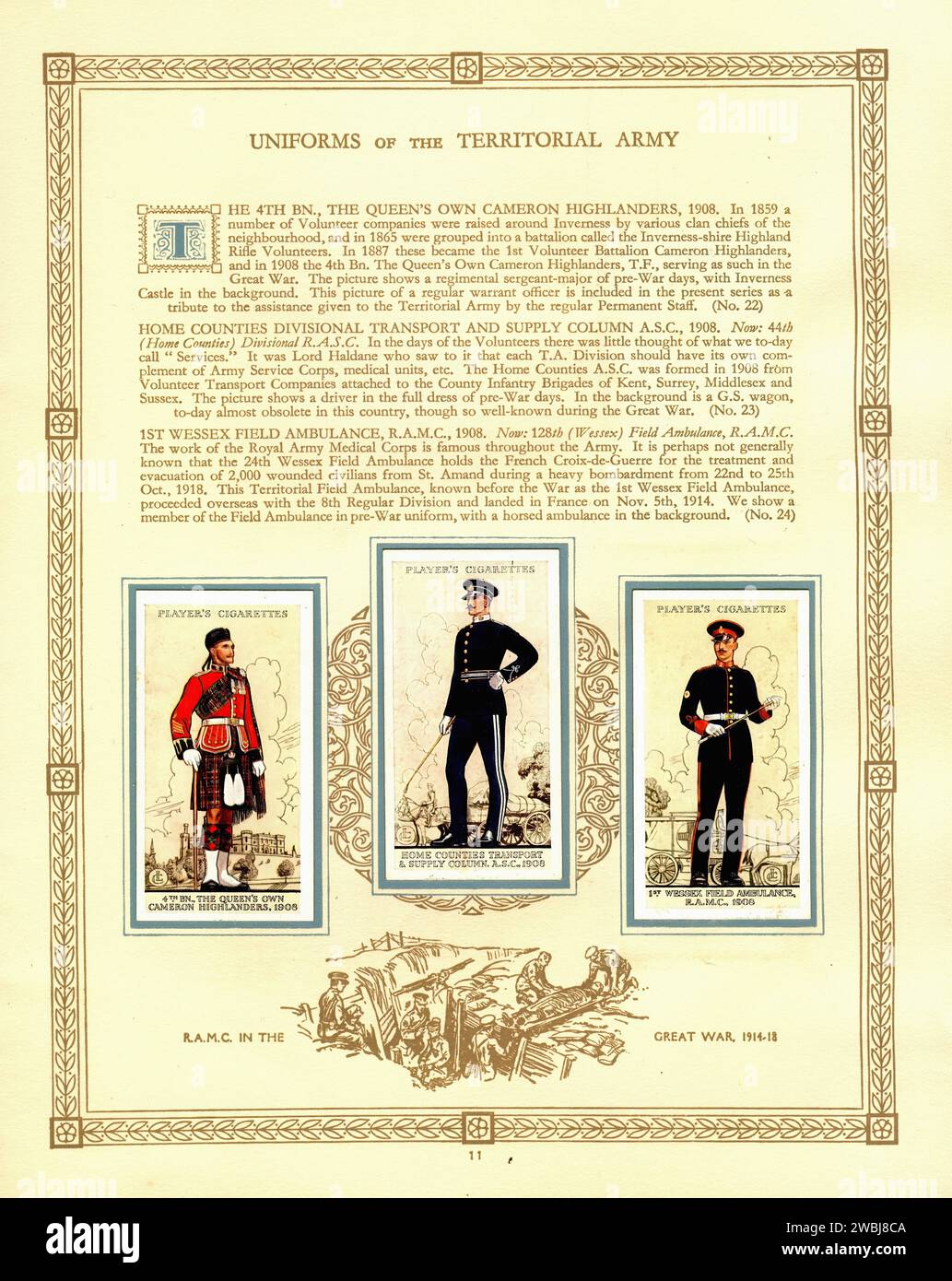 Album di carte di sigaretta d'epoca  Uniforms of the Territorial Army 005 Illustration Foto Stock