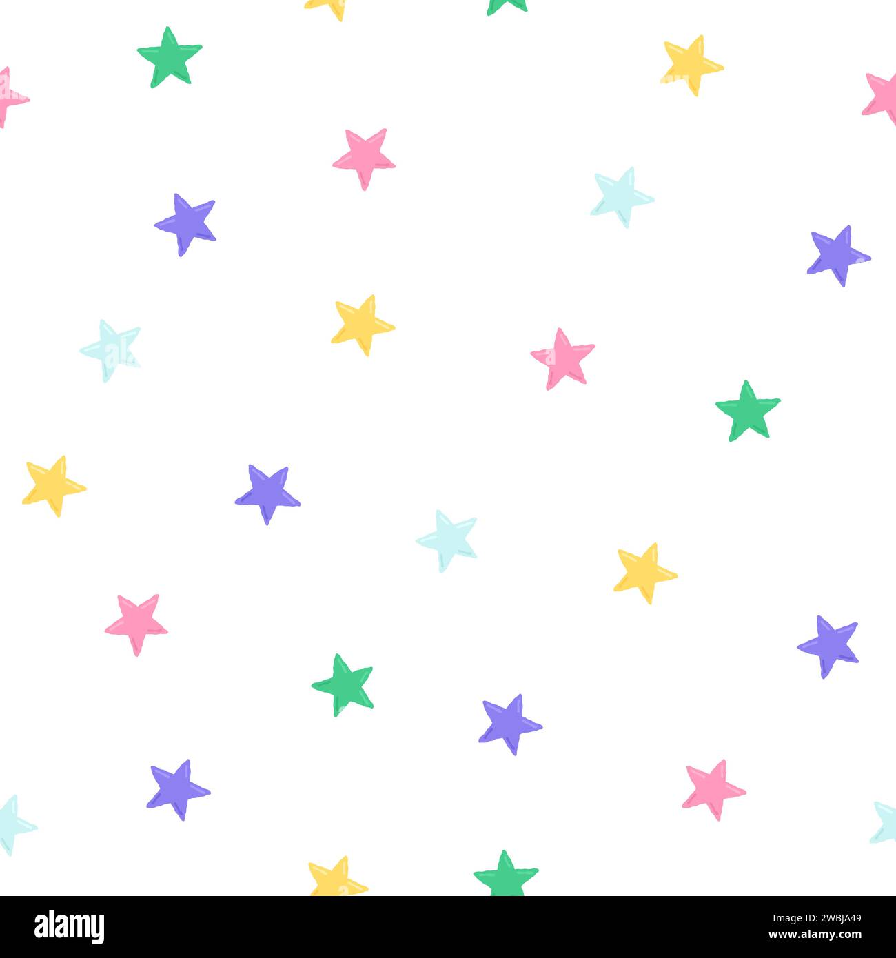 Baby cute motivo senza cuciture con elementi spaziali su sfondo bianco. Stile cartone animato piatto disegnato a mano. Illustrazione vettoriale Illustrazione Vettoriale