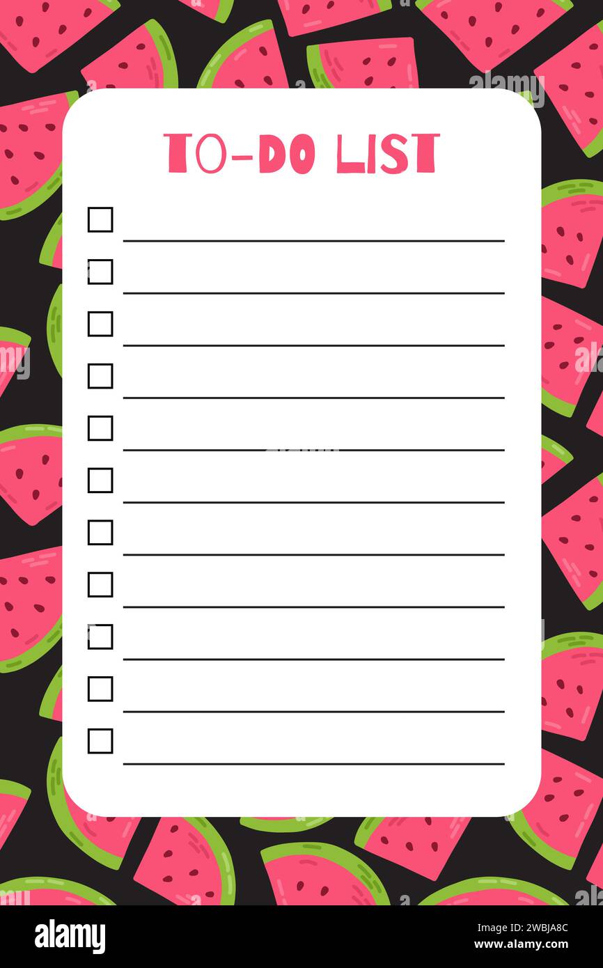 Modello estivo da fare con deliziosa anguria dolce. Elementi dei cartoni animati piatti disegnati a mano. Illustrazione vettoriale Illustrazione Vettoriale