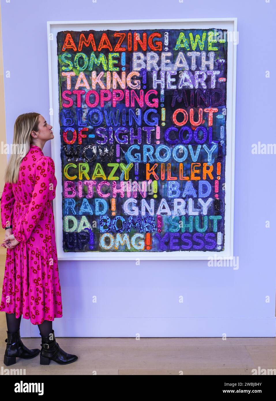 Londra, Regno Unito. 11 gennaio 2024. Mel Bochner, Amazing Est £30,000-50,000Feeding a Selection from the Archive of Edition Schellmann on 17th & 18th of January at Phillips, 30 Berkeley Square, W1J 6EX.Paul Quezada-Neiman/Alamy Live News Credit: Paul Quezada-Neiman/Alamy Live News Foto Stock