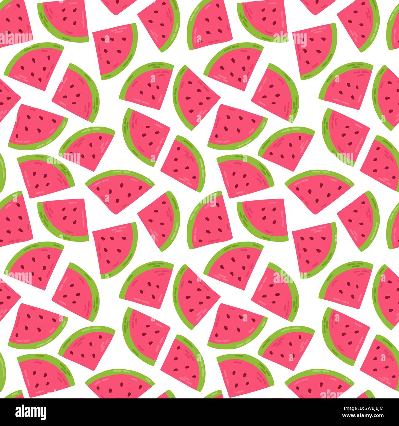 Frutta estiva con una deliziosa anguria dolce. Elementi dei cartoni animati piatti disegnati a mano. Illustrazione vettoriale Illustrazione Vettoriale