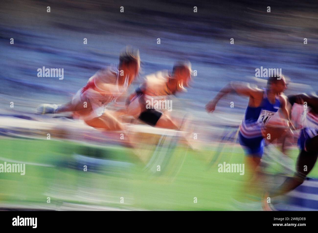 Leichtathletik 110m Hürden allgemein Foto Stock