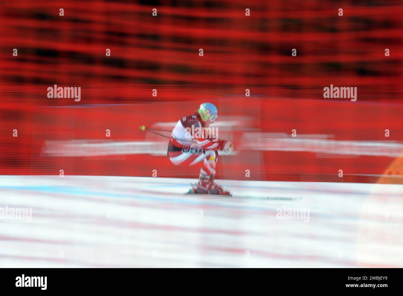 Bode Miller Aktion hinter Fangzäunen Super Kombination der Herren AM 14.2.2011 Ski Alpin Weltmeisterschaft vom 7.-20.2. 2011 a Garmisch - Partenkirchen Partenkirchen Foto Stock