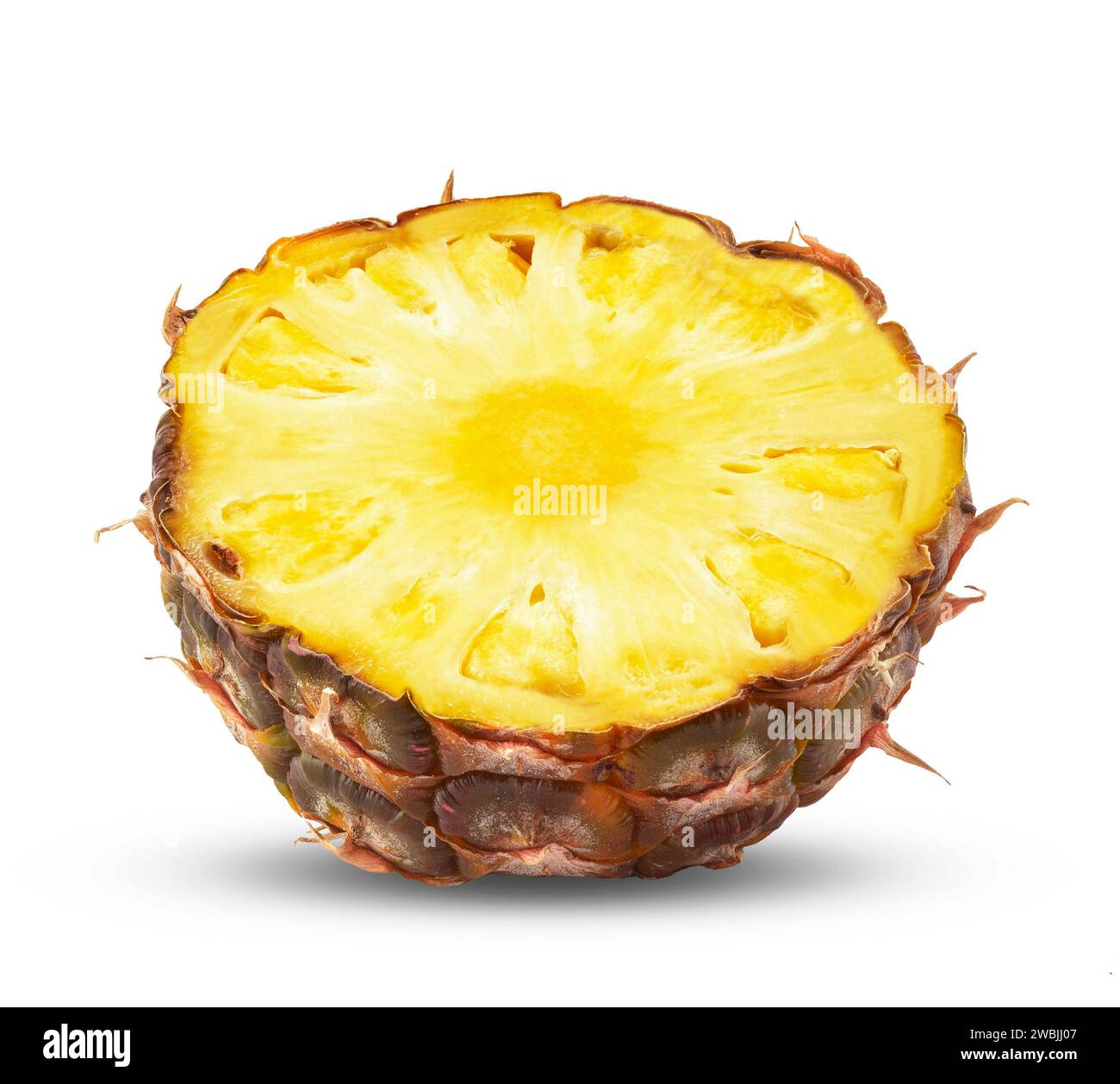 Fette di frutto dell'ananas isolate su bianco. Foto Stock