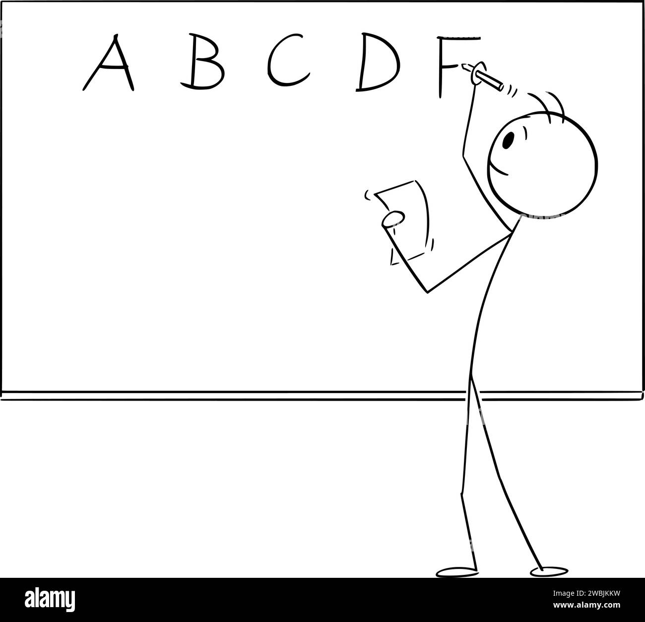 Lettere scritte per insegnanti o studenti su lavagna o lavagna, illustrazione della figura Vector Cartoon Stick Illustrazione Vettoriale