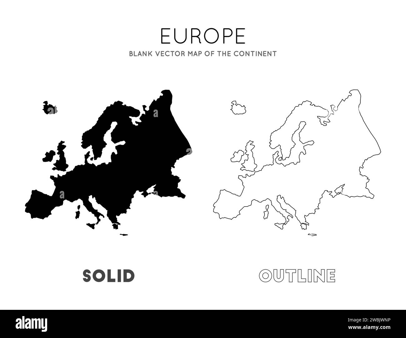Mappa dell'Europa. Mappa vettoriale vuota del continente. Borders of Europe per la vostra infografica. Illustrazione vettoriale. Illustrazione Vettoriale