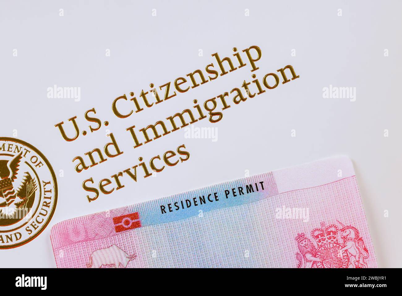 Il permesso di soggiorno è un documento di immigrazione degli Stati Uniti Dipartimento per la sicurezza nazionale cittadinanza degli Stati Uniti e servizi per l'immigrazione Foto Stock
