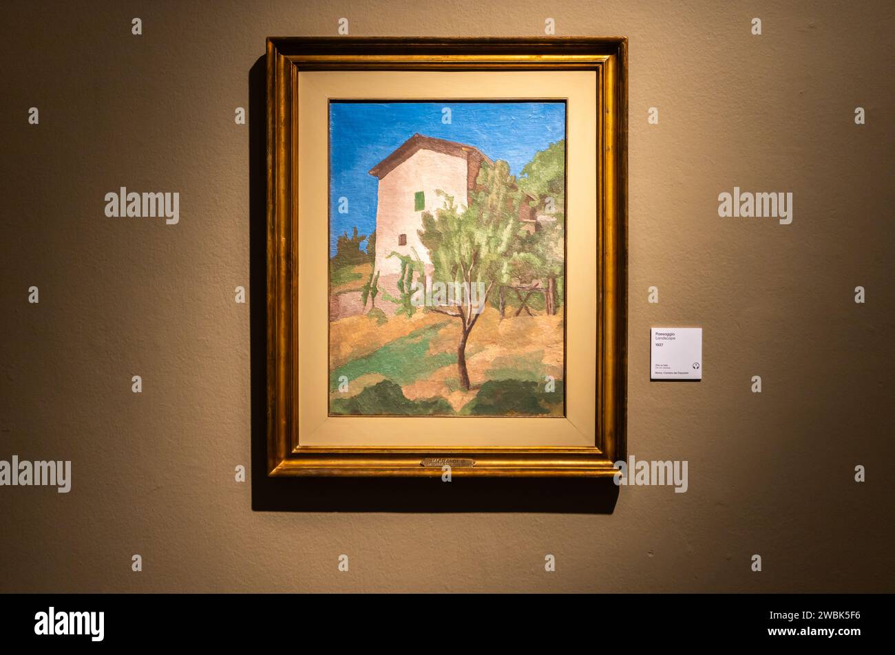 Oil on Canvas'landscape' (1927): Mostra di dipinti del pittore italiano Giorgio Morandi, Palazzo reale, Milano - 3 gennaio 2024 Foto Stock
