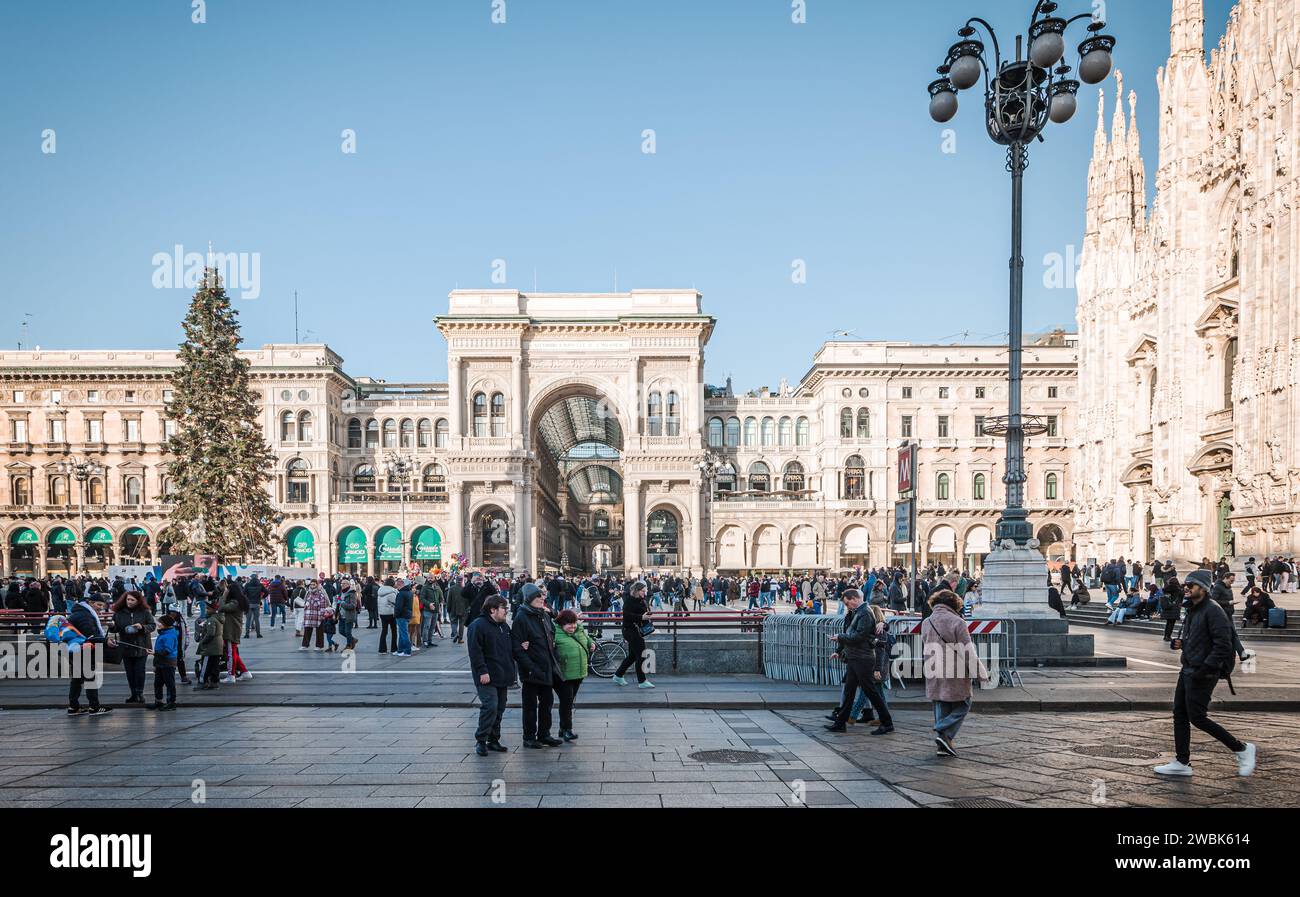 Piazza del Duomo nel centro storico di Milano (Milano), regione Lombardia, Italia, Europa Foto Stock