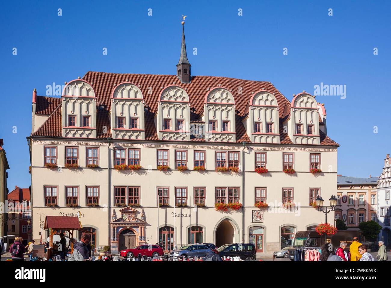 Piazza del mercato con municipio, Naumburg, Sassonia-Anhalt, Germania, Europa Foto Stock
