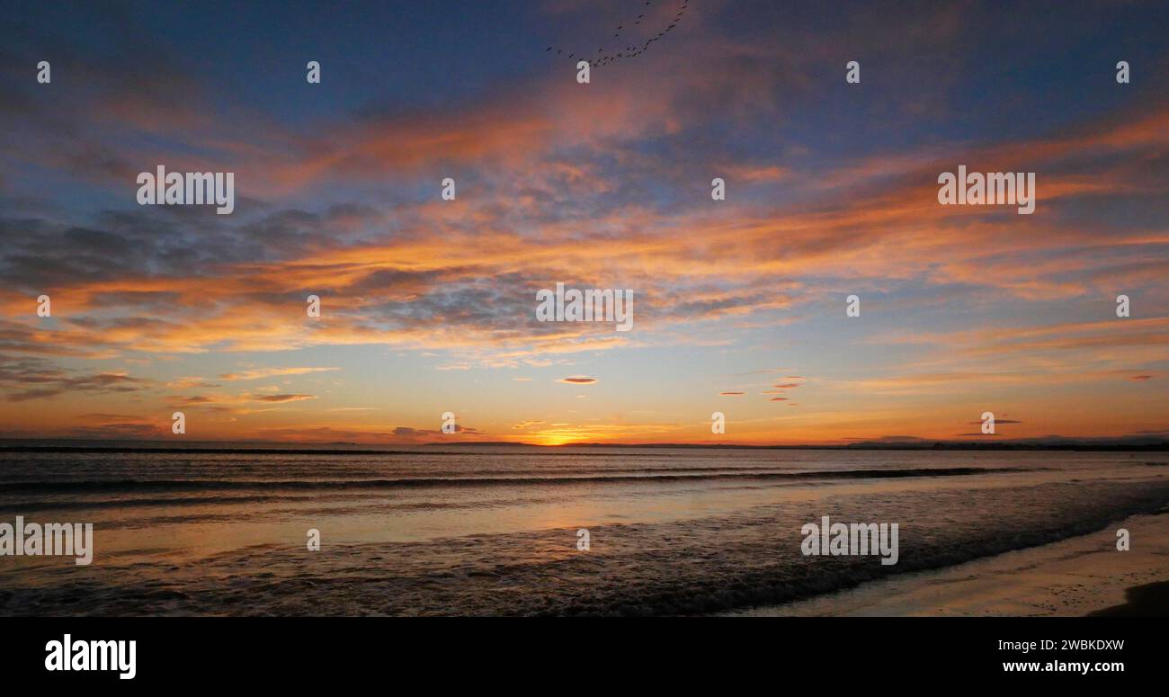 Tramonto in Camargue nel sud-est della Francia Foto Stock