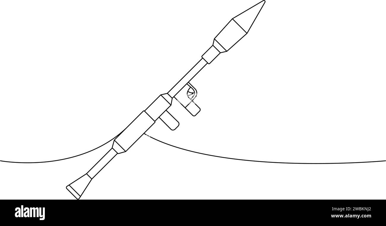 Lanciagranate anticarro sovietico disegno continuo a una linea. Varie armi moderne, illustrazione continua a una riga. Illustrazione lineare vettoriale. Illustrazione Vettoriale
