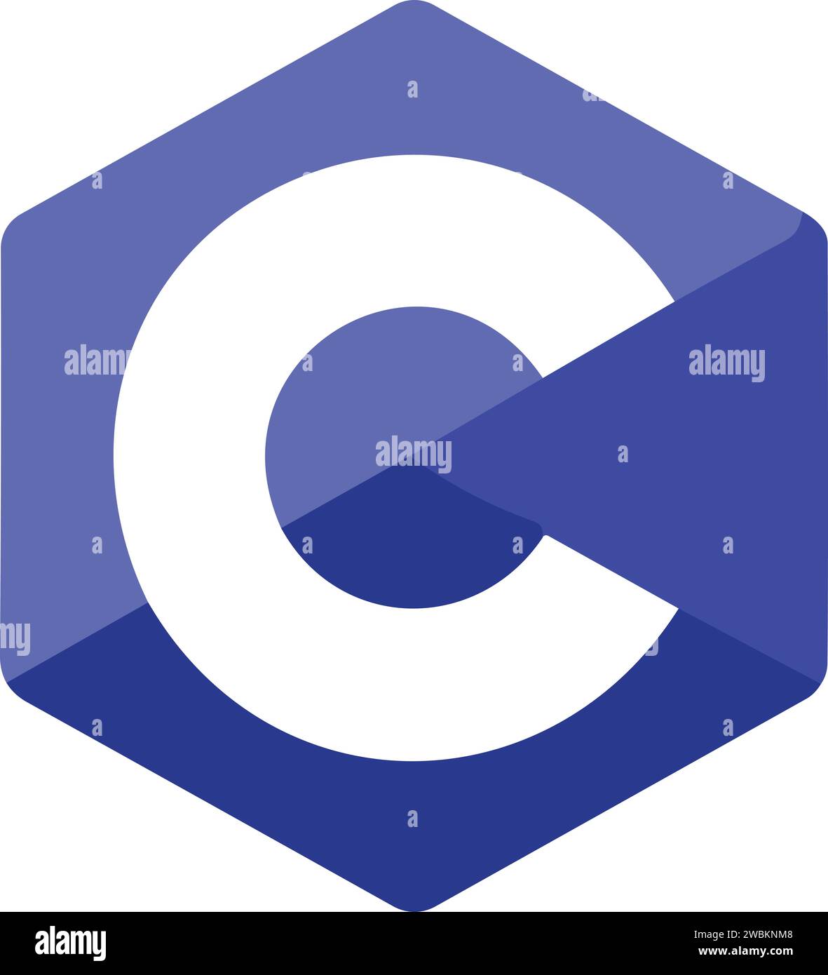 Set di loghi dei linguaggi di programmazione e script più diffusi. Linguaggio di codifica logo vettoriale C. Illustrazione Vettoriale