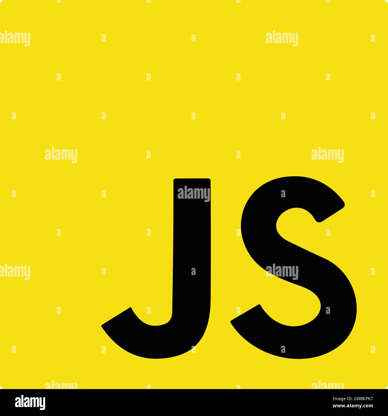 Set di loghi dei linguaggi di programmazione e script più diffusi. Linguaggio di codifica JS JavaScript logo vettoriale. Illustrazione Vettoriale