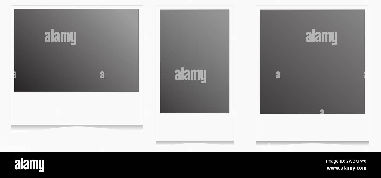 Modello con cornice Polaroid Style vintage con spazio vuoto per aggiungere foto. Illustrazione Vettoriale