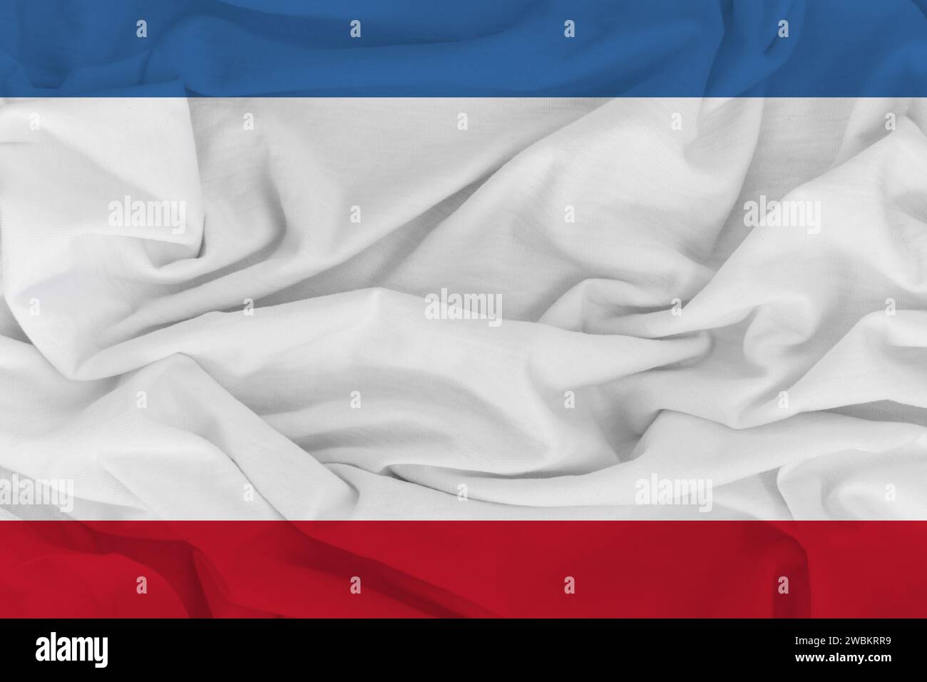 Bandiera della Crimea, bandiera tessuto della Crimea. Bandiera nazionale della Crimea, tessuto e tessuto bandiera immagine della Crimea. Foto Stock