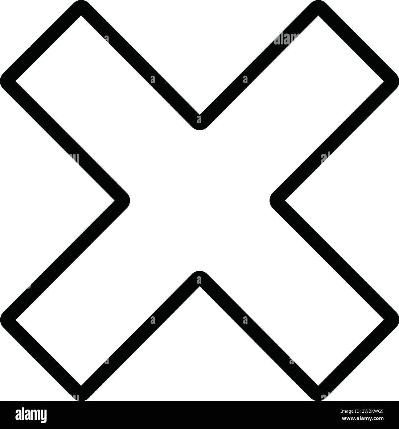 Icona simbolo matematico. Moltiplicazione matematica o illustrazione vettore segno incrociato. Illustrazione Vettoriale