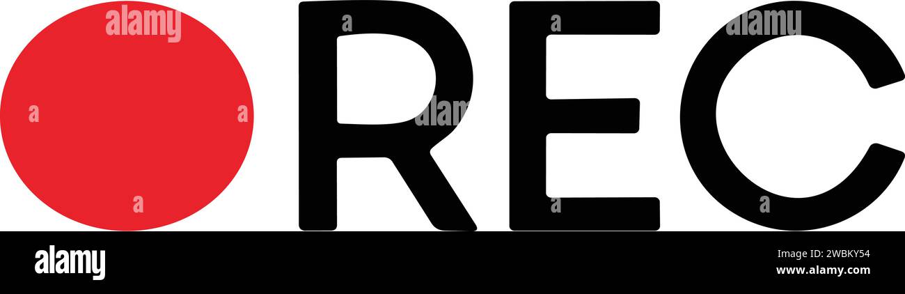 Icona del segno di registrazione. Simbolo di registrazione video della telecamera con logo rosso, icona di registrazione Illustrazione Vettoriale