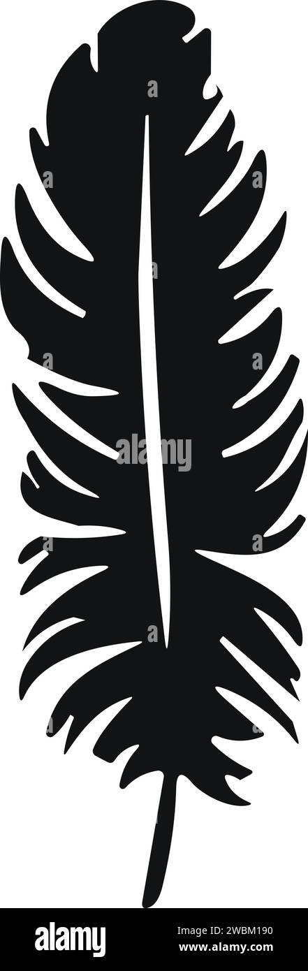 Bird Feather. Piume vettoriali in stile piatto. Icona penna. Silhouette nera in piuma d'oca. Plumelet Illustrazione Vettoriale