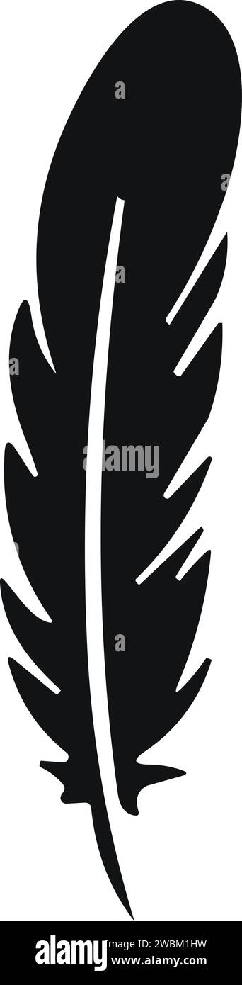 Bird Feather. Piume vettoriali in stile piatto. Icona penna. Silhouette nera in piuma d'oca. Plumelet Illustrazione Vettoriale