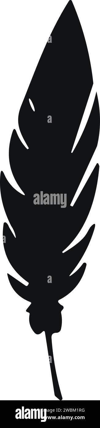 Uccello piuma. Vettore Plumelet Feathers in stile piatto. Icona penna. Silhouette nera in piuma d'oca. Illustrazione Vettoriale