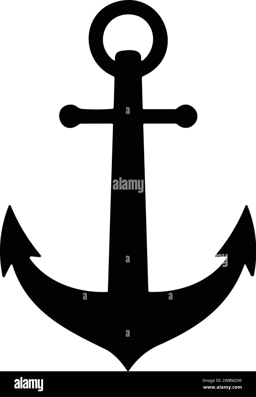 Icona di ancoraggio. Ancora in mare. Simbolo nautico. Vettore di stock in stile piatto di ancoraggio semplice Illustrazione Vettoriale