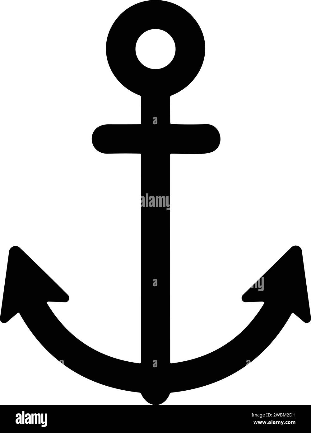 Icona di ancoraggio. Ancora in mare. Simbolo nautico. Vettore di stock in stile piatto di ancoraggio semplice Illustrazione Vettoriale
