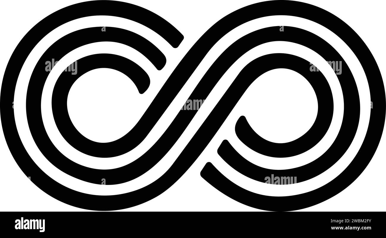 Icona infinito. Infinità, eternità, infinita, infinita, simboli loop. Icona infinity illimitata vettore di stock in stile piatto Illustrazione Vettoriale