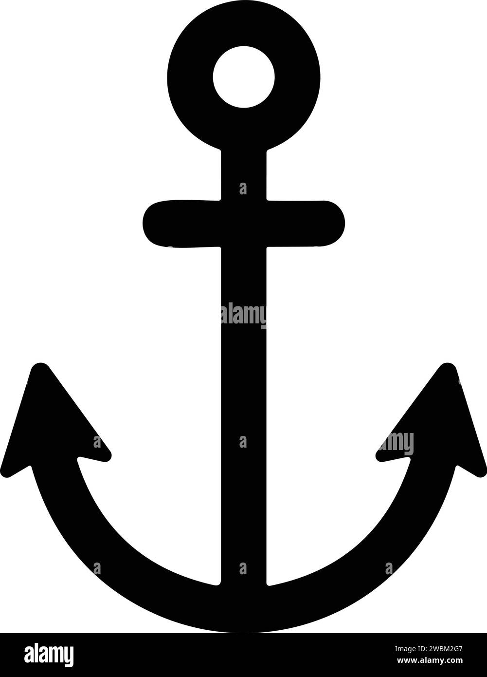 Icona di ancoraggio. Ancora in mare. Simbolo nautico. Vettore di stock in stile piatto di ancoraggio semplice Illustrazione Vettoriale