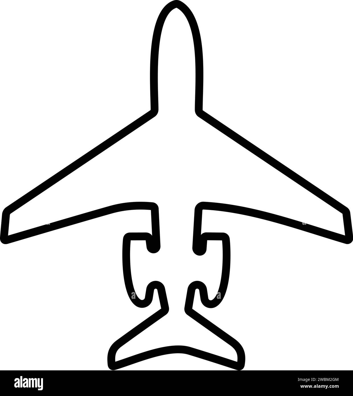 Icone dell'aereo. Stile linea aeroplani. aereo jet. simbolo del viaggio di volo. Illustrazione Vettoriale