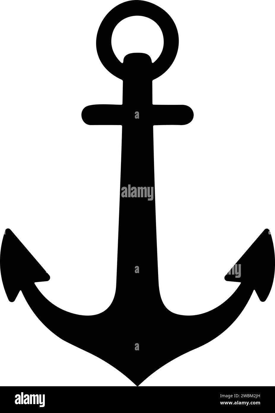 Icona di ancoraggio. Ancora in mare. Simbolo nautico. Vettore di stock in stile piatto di ancoraggio semplice Illustrazione Vettoriale