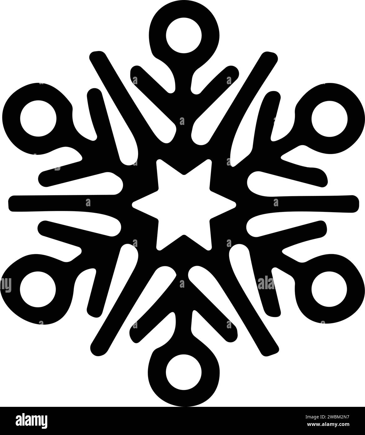 icona a forma di fiocchi di neve con linea sottile. fiocco di neve semplice, per report, presentazioni, diagrammi, web design. simbolo del ghiaccio Illustrazione Vettoriale