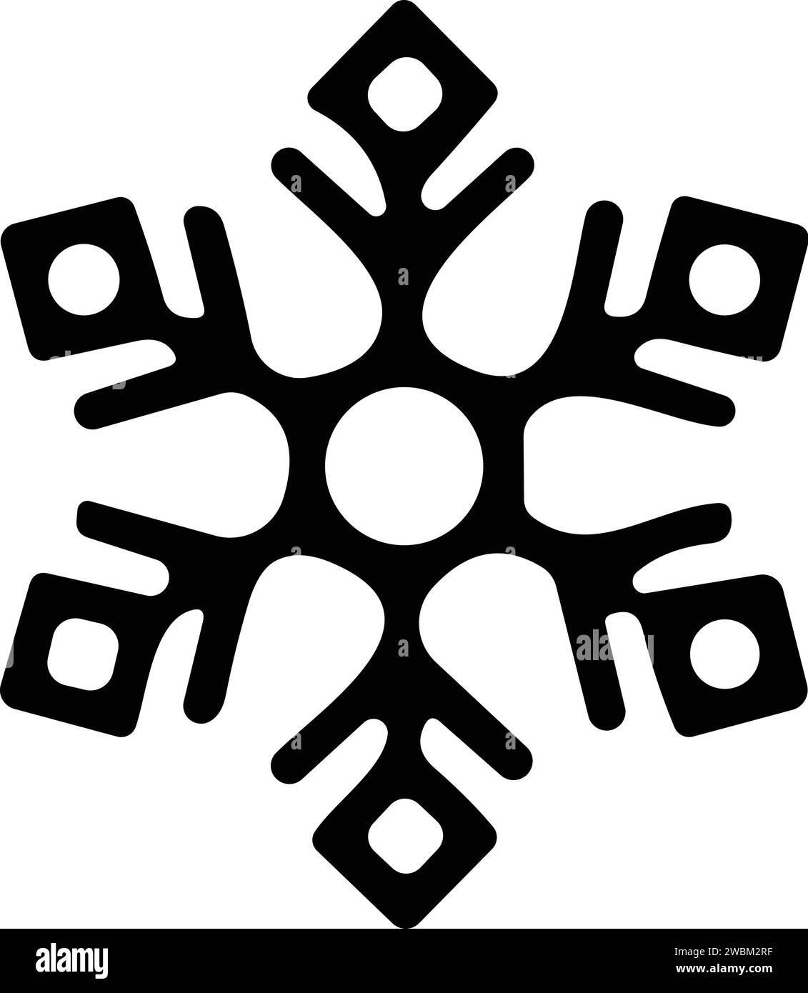 icona a forma di fiocchi di neve con linea sottile. fiocco di neve semplice, per report, presentazioni, diagrammi, web design. simbolo del ghiaccio Illustrazione Vettoriale