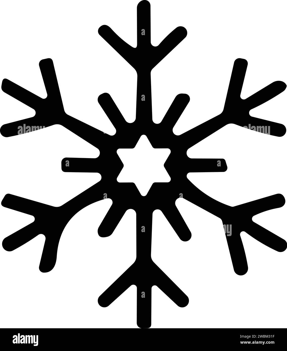 icona a forma di fiocchi di neve con linea sottile. fiocco di neve semplice, per report, presentazioni, diagrammi, web design. simbolo del ghiaccio Illustrazione Vettoriale