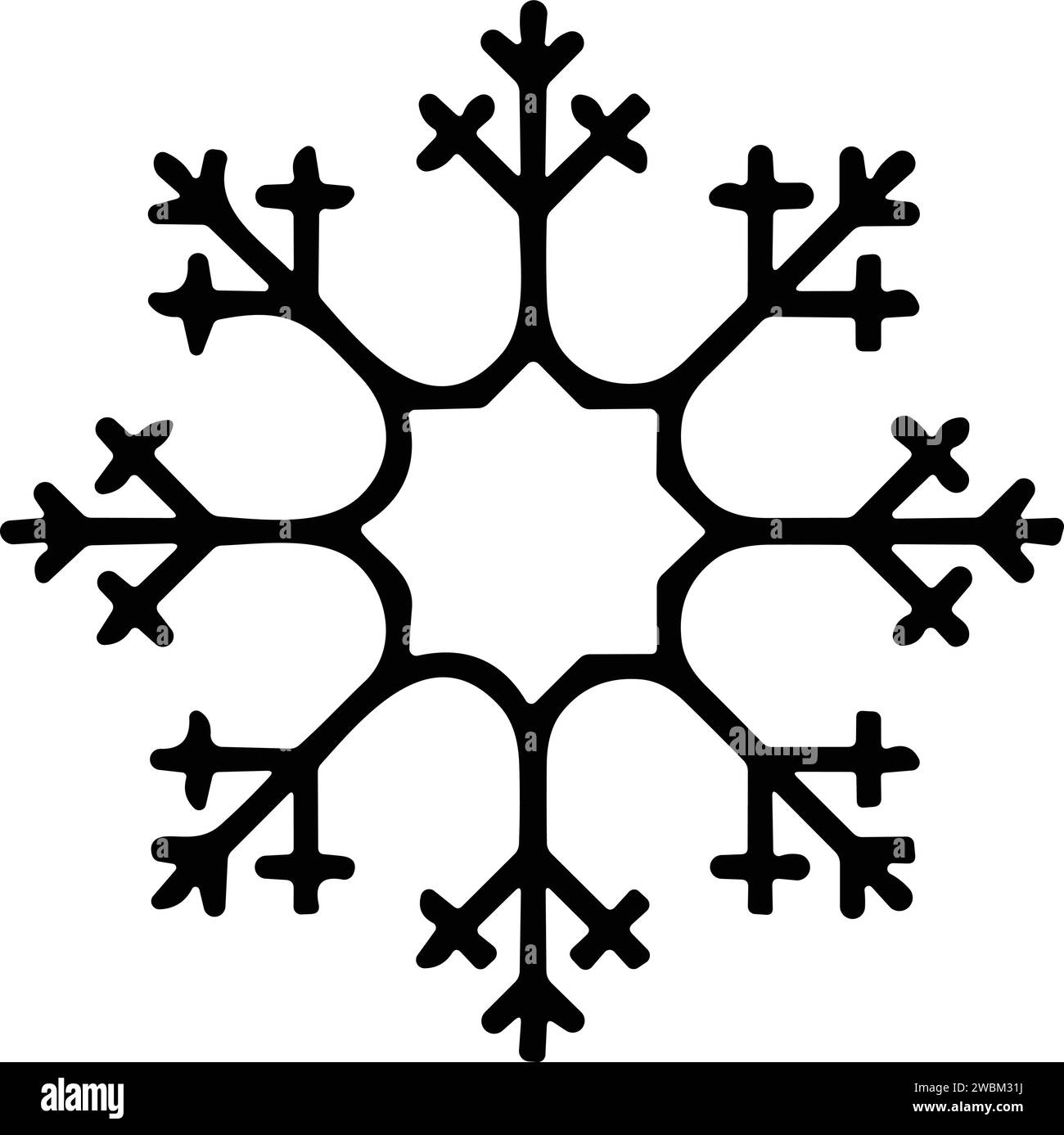 icona a forma di fiocchi di neve con linea sottile. fiocco di neve semplice, per report, presentazioni, diagrammi, web design. simbolo del ghiaccio Illustrazione Vettoriale