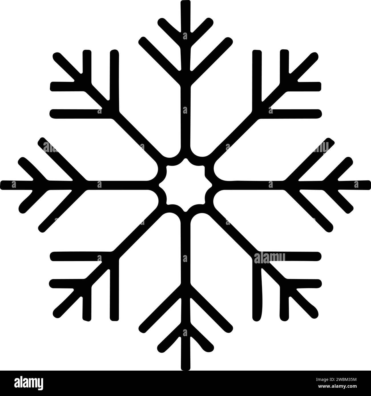 icona a forma di fiocchi di neve con linea sottile. fiocco di neve semplice, per report, presentazioni, diagrammi, web design. simbolo del ghiaccio Illustrazione Vettoriale