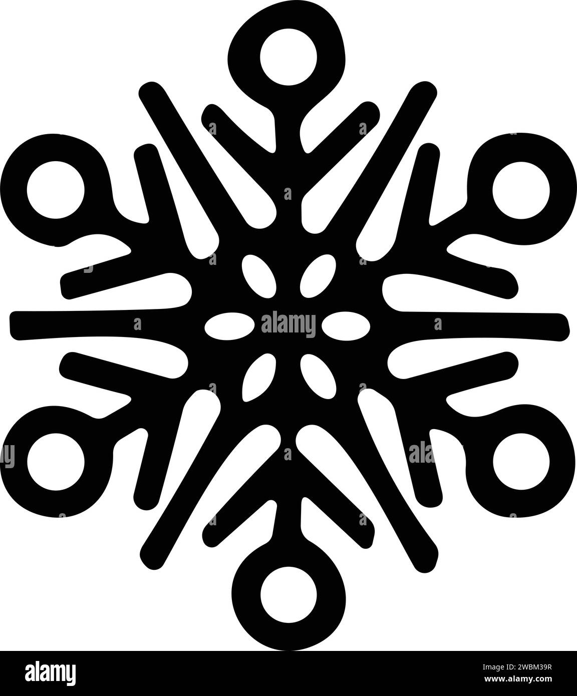 icona a forma di fiocchi di neve con linea sottile. fiocco di neve semplice, per report, presentazioni, diagrammi, web design. simbolo del ghiaccio Illustrazione Vettoriale