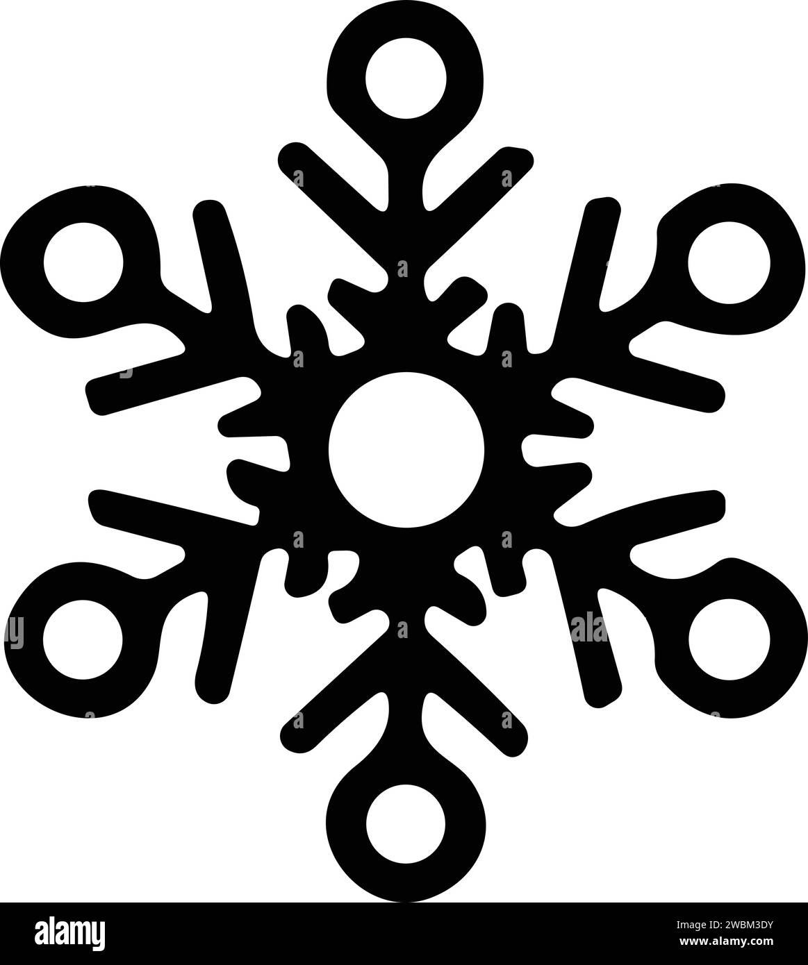 icona a forma di fiocchi di neve con linea sottile. fiocco di neve semplice, per report, presentazioni, diagrammi, web design. simbolo del ghiaccio Illustrazione Vettoriale