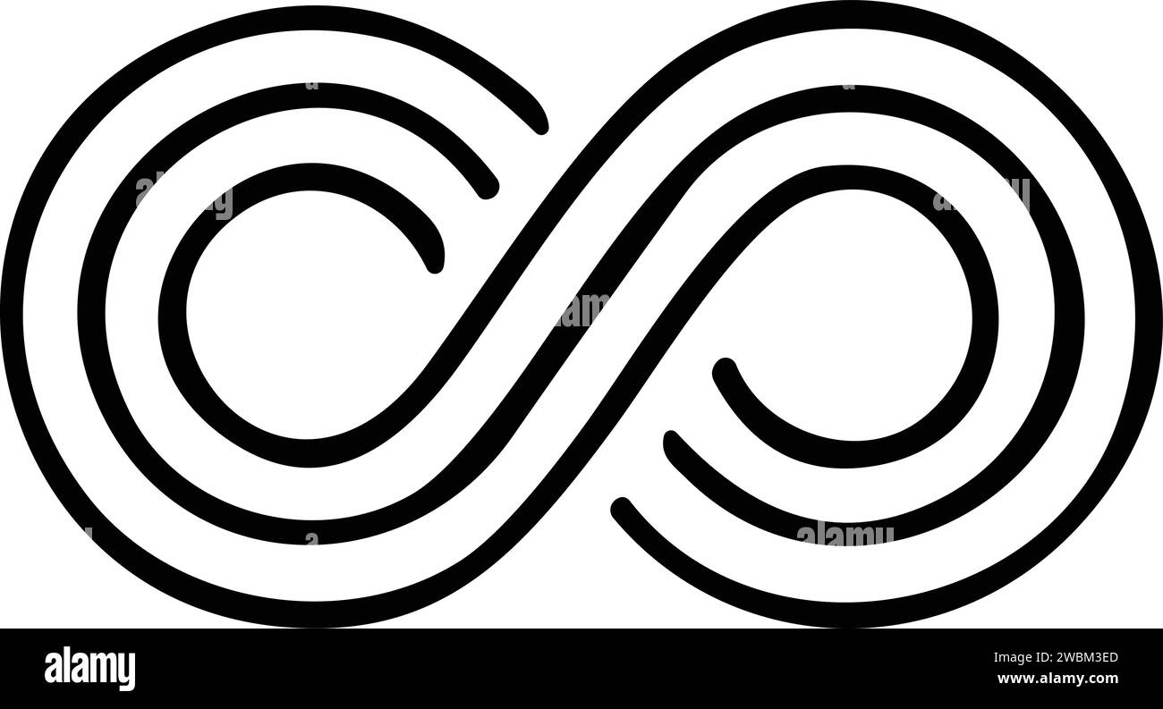 Icona infinito. Infinità, eternità, infinita, infinita, simboli loop. Icona infinity illimitata vettore di stock in stile piatto Illustrazione Vettoriale