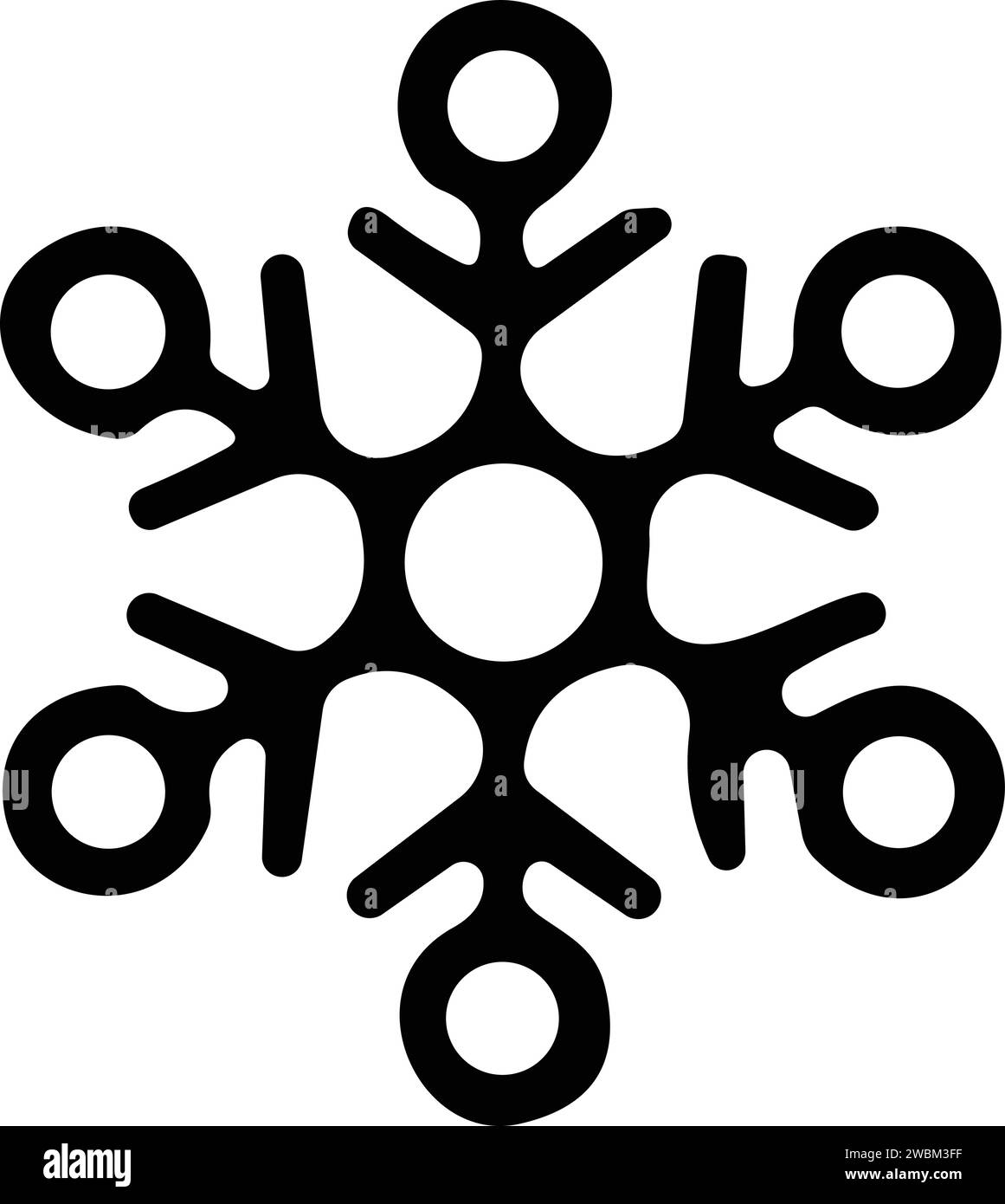 icona a forma di fiocchi di neve con linea sottile. fiocco di neve semplice, per report, presentazioni, diagrammi, web design. simbolo del ghiaccio Illustrazione Vettoriale